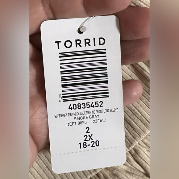 NWT Torrid Super Soft Rib V-Neck Lace Trim Tie Front Long Sleeve Top Size 2X - Picture 10 of 12